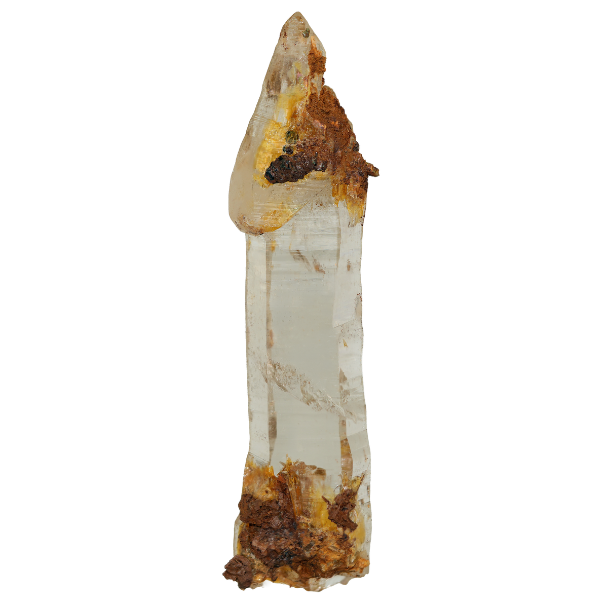 Großer Bergkristall mit Ankerit aus dem Rauriser Tal (12.0 cm x 2.3 cm)