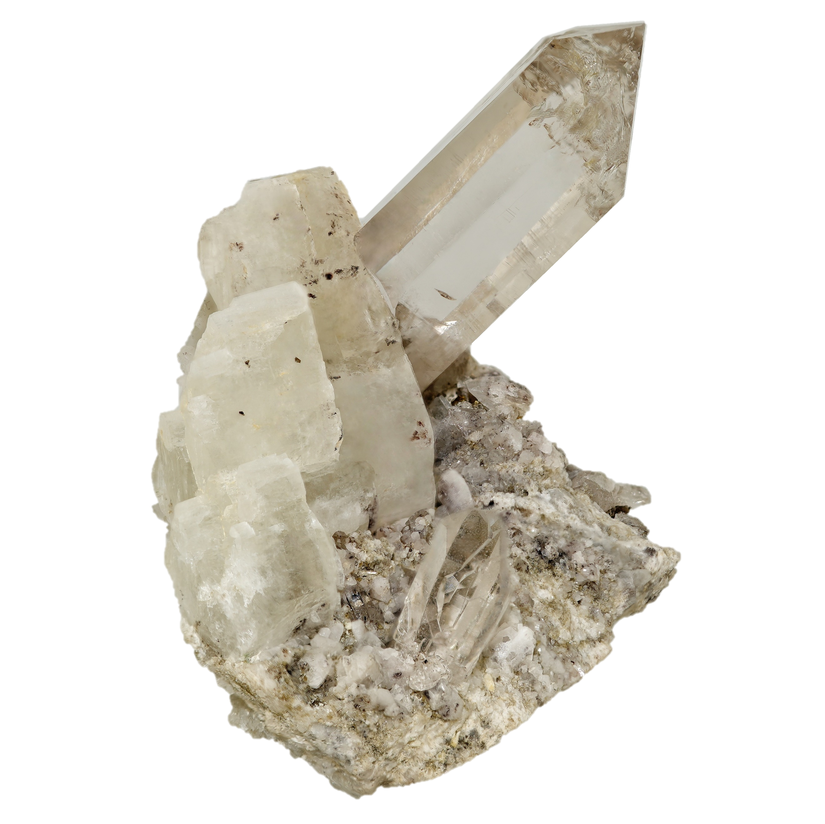 Bergkristall & Adular Gruppe vom Fieschergletscher (7.5 cm x 7.4 cm)