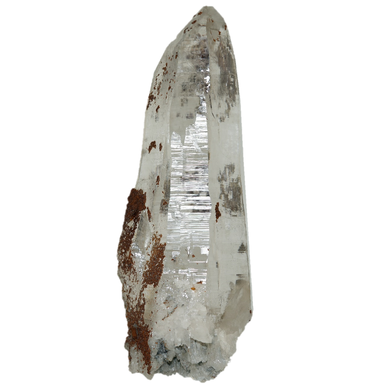 Großer Bergkristall mit Ankerit aus dem Rauriser Tal (12.8 cm x 5.0 cm)