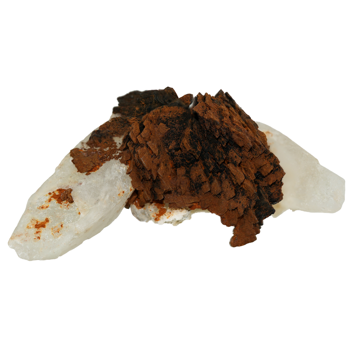 Bergkristall Gruppe mit Ankerit aus dem Rauriser Tal (10.0 cm x 6.5 cm)