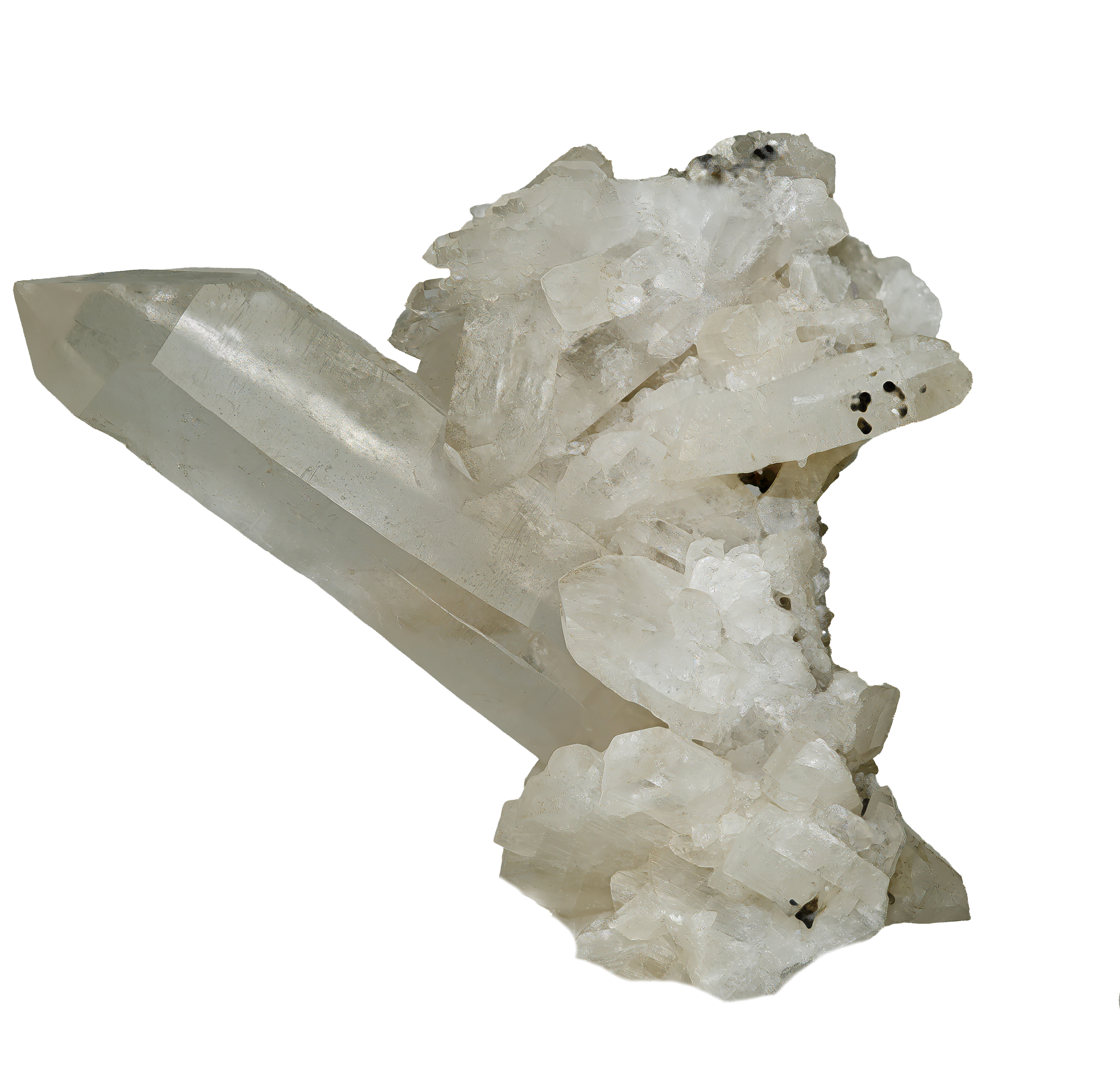 Großer Bergkristall mit Albit aus Mathon (8.7 cm x 6.6 cm)