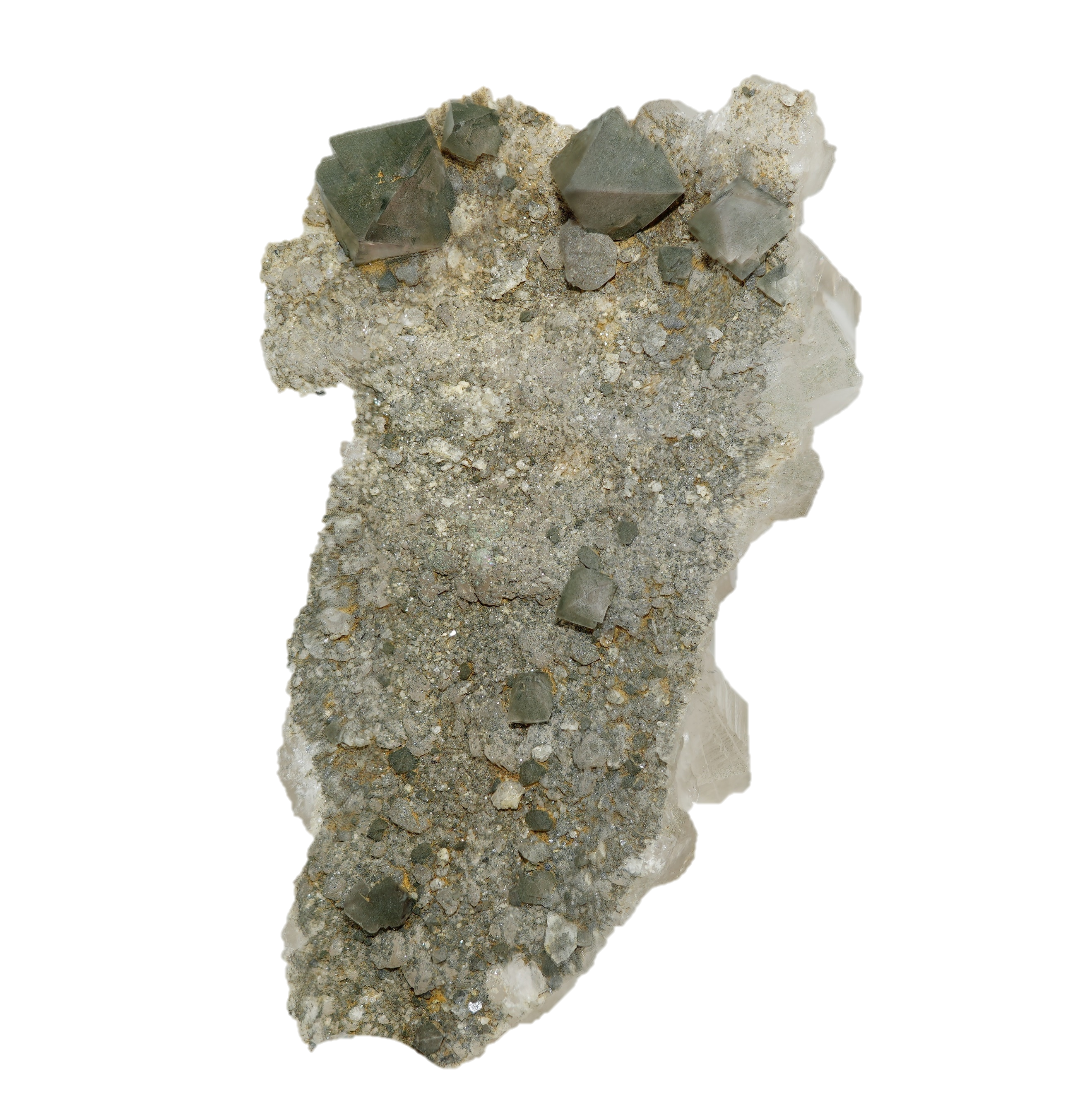 Bergkristall Gruppe mit Fluorit aus Göschenen (7.7 cm x 4.5 cm)