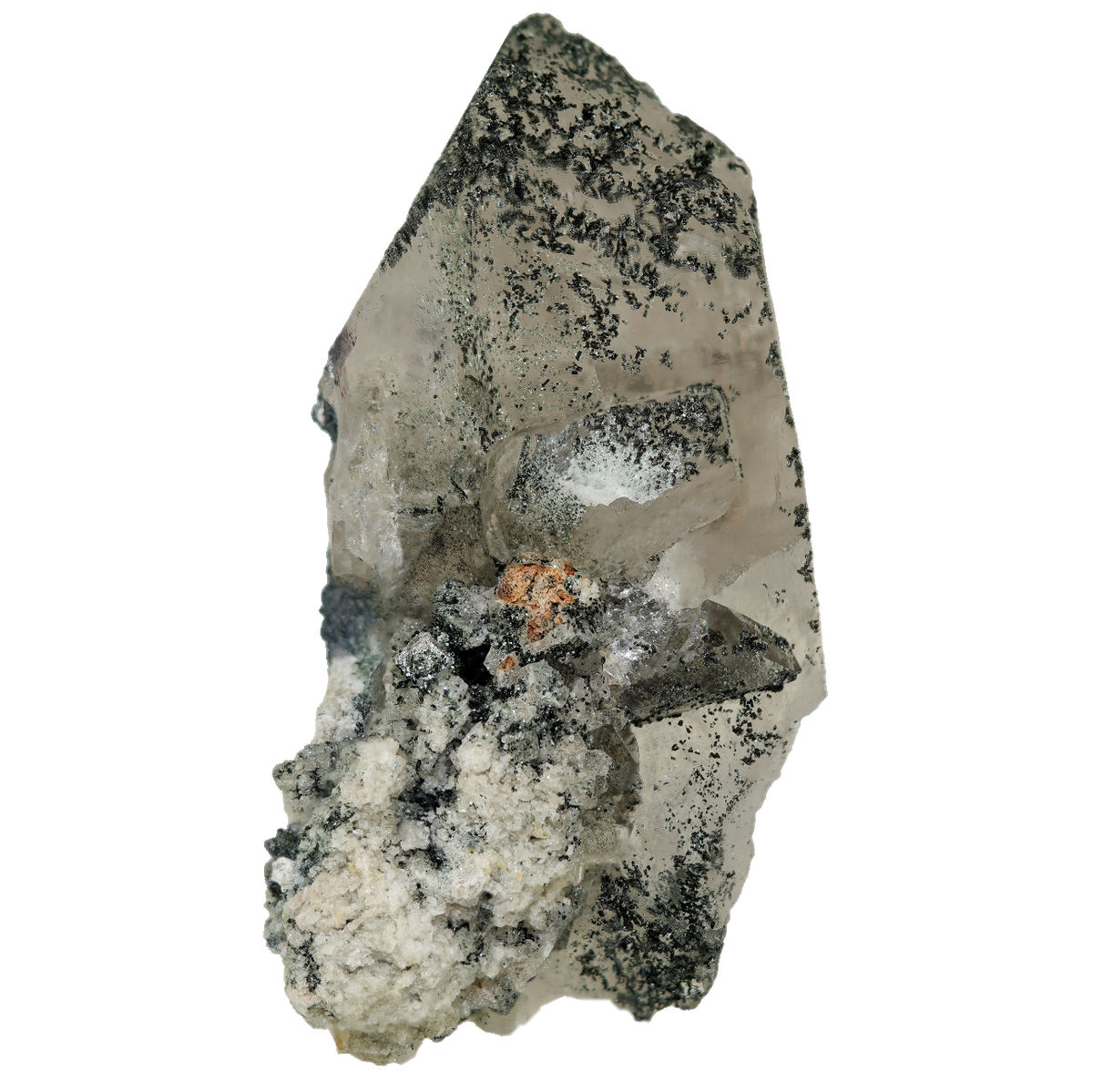 Großer Bergkristall mit Hämatit aus dem Felbertal (9.4 cm x 8.4 cm)