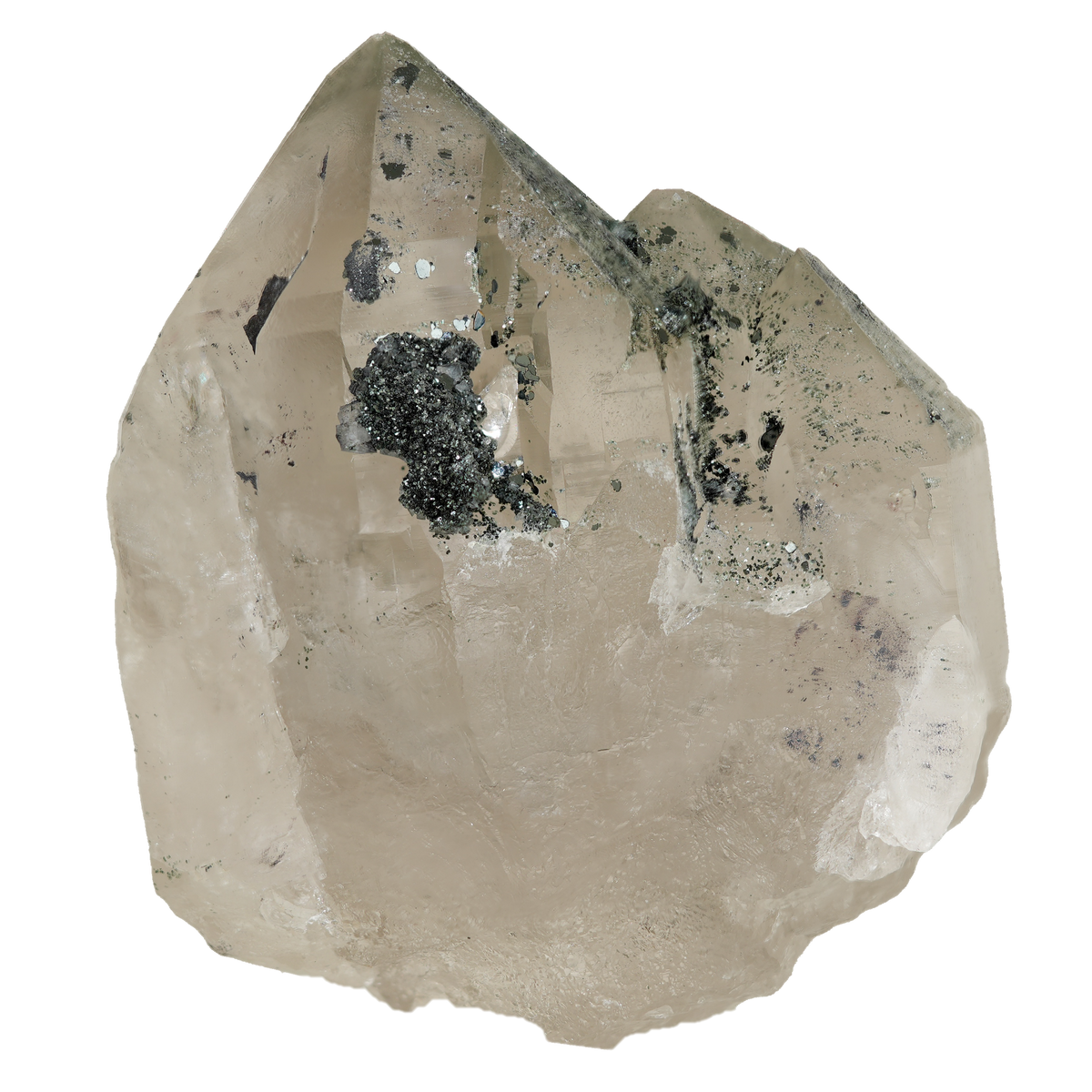 Bergkristall mit Hämatit aus dem Felbertal (8.0 cm x 6.7 cm)