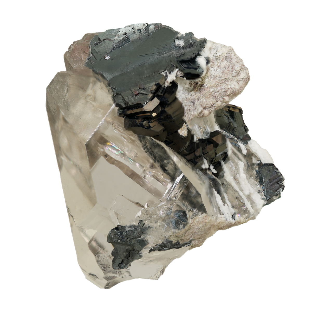 Hämatit auf Bergkristall aus der Cavradischlucht (4.2 cm x 3.7 cm)
