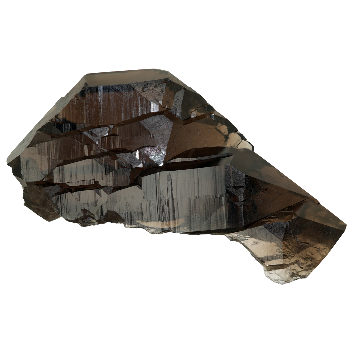 Dunkles Rauchquarz Gwindel aus dem Val Giuv (9.3 cm x 6.5 cm)