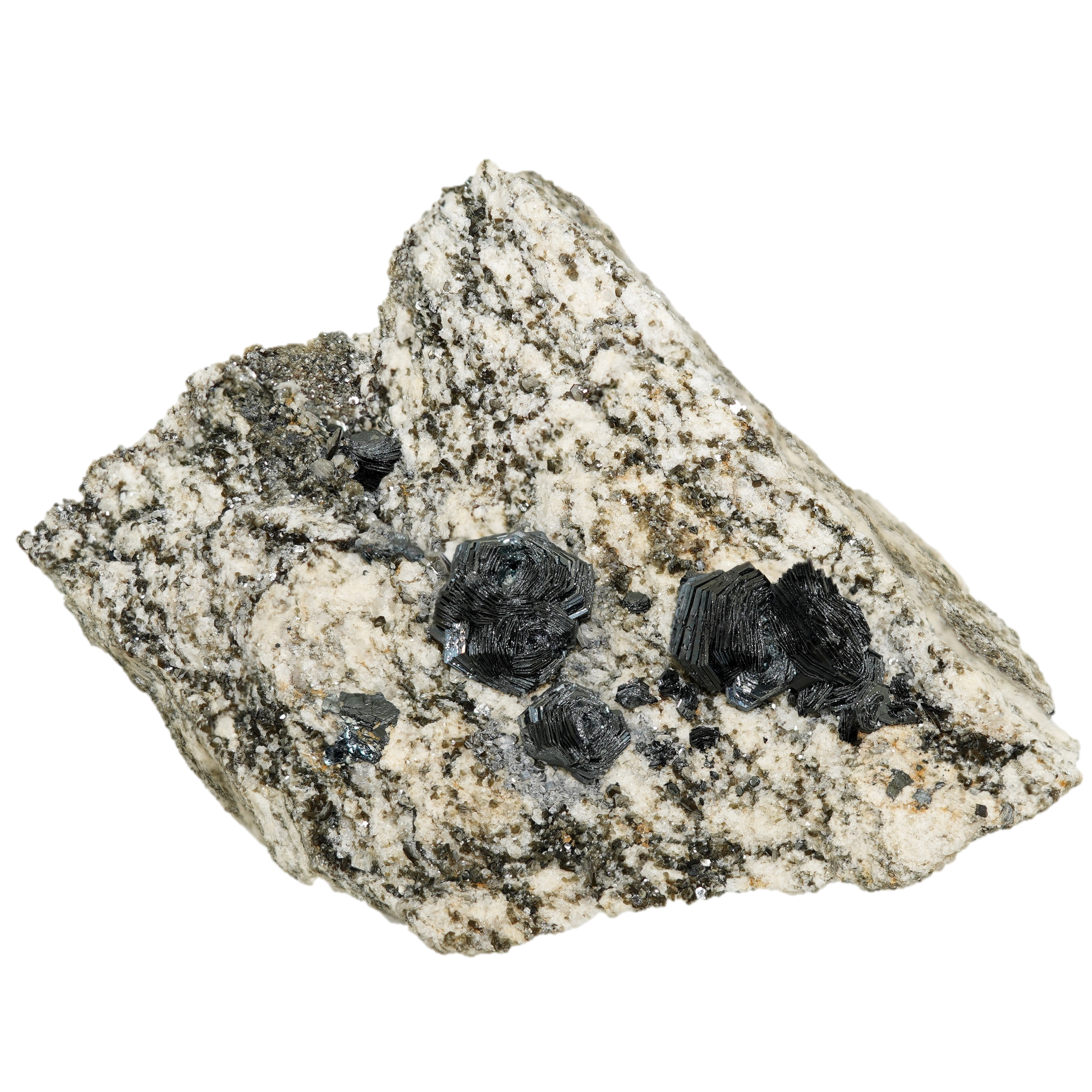 Exzellente Eisenrosen auf Matrix vom Gotthard Massiv (9.9 cm x 7.5 cm)