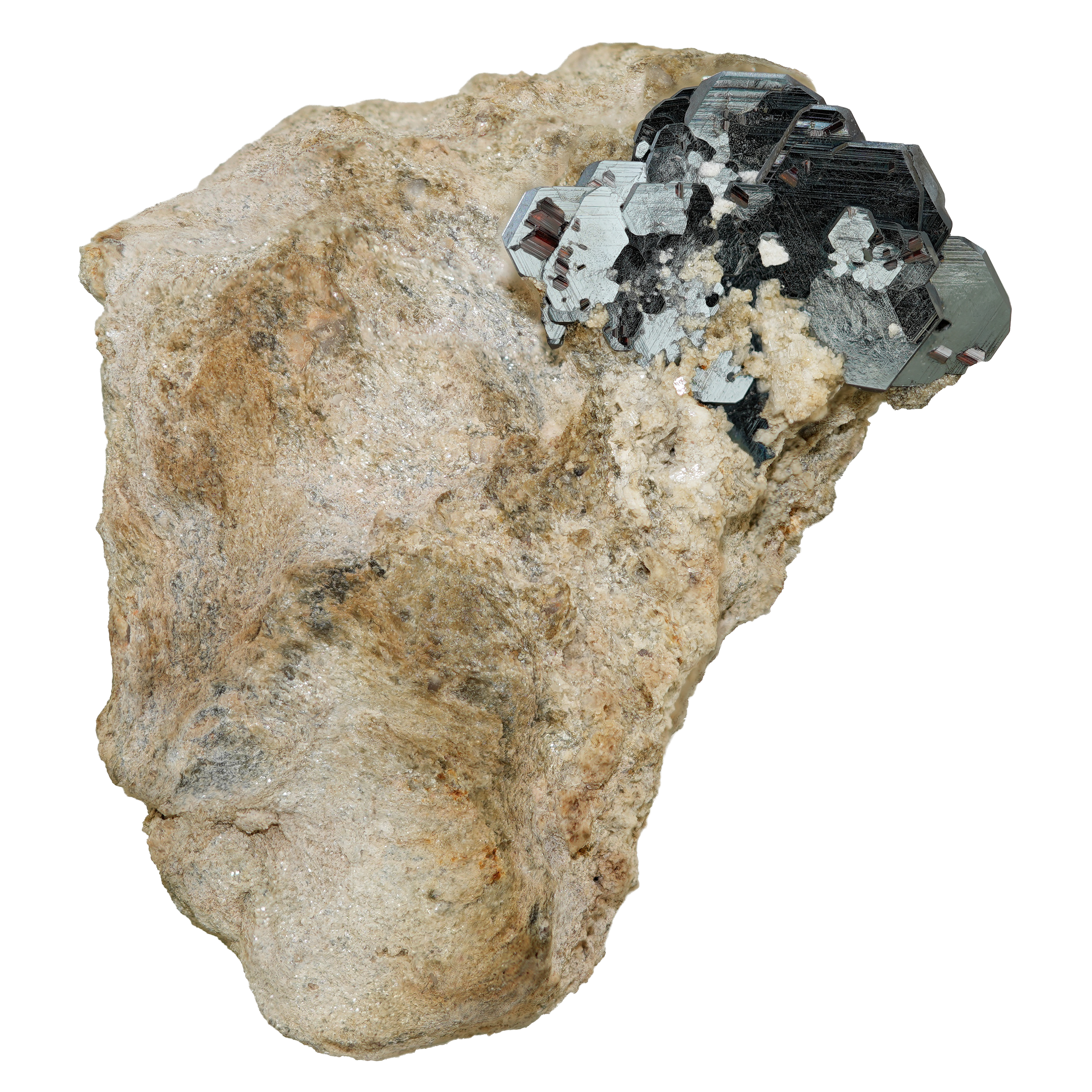 Hämatit & Rutil auf Matrix aus der Cavradischlucht (6.5 cm x 4.9 cm)
