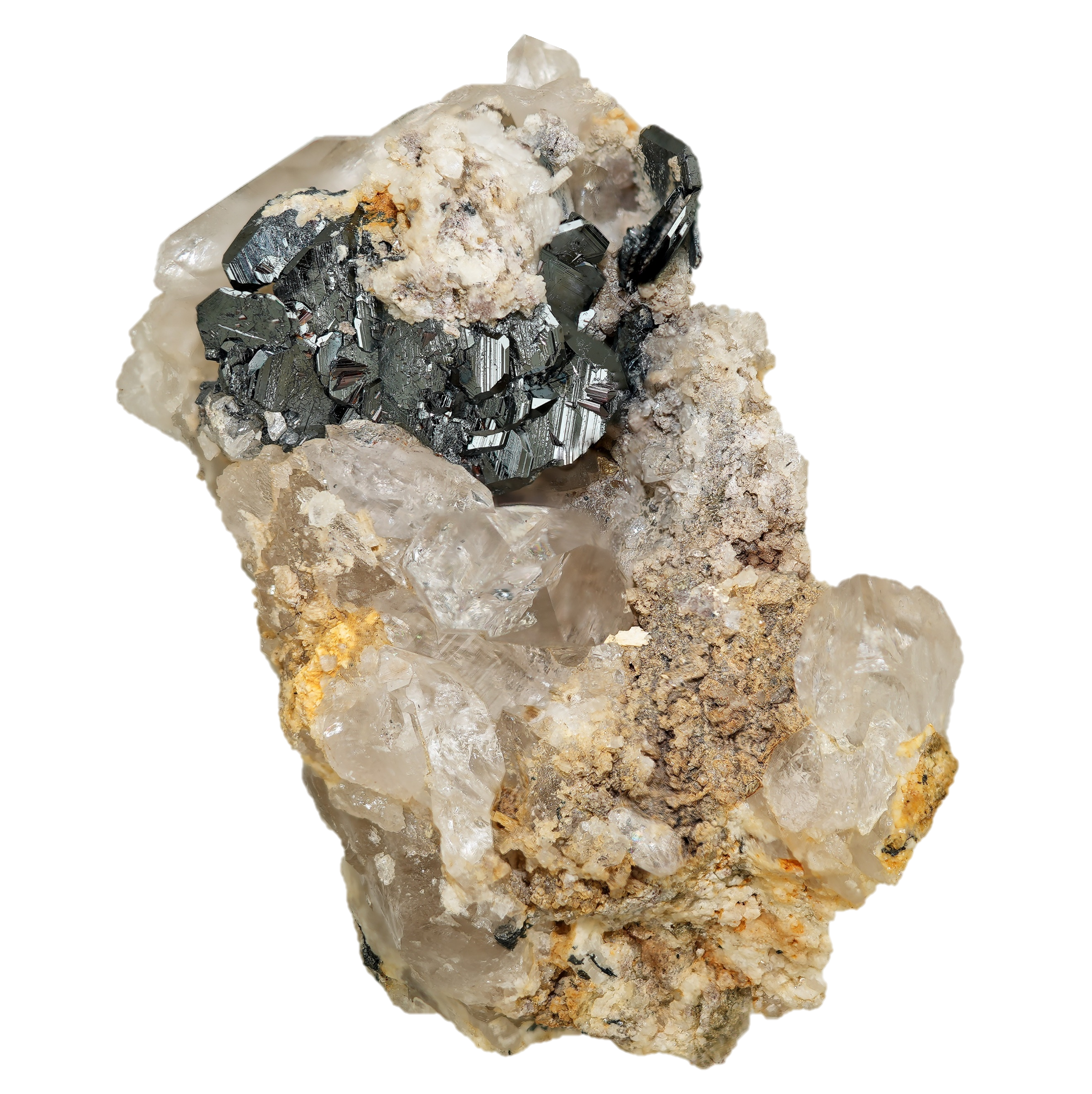 Hämatit mit Bergkristall & Rutil aus der Cavradischlucht (5.5 cm x 5.1 cm)