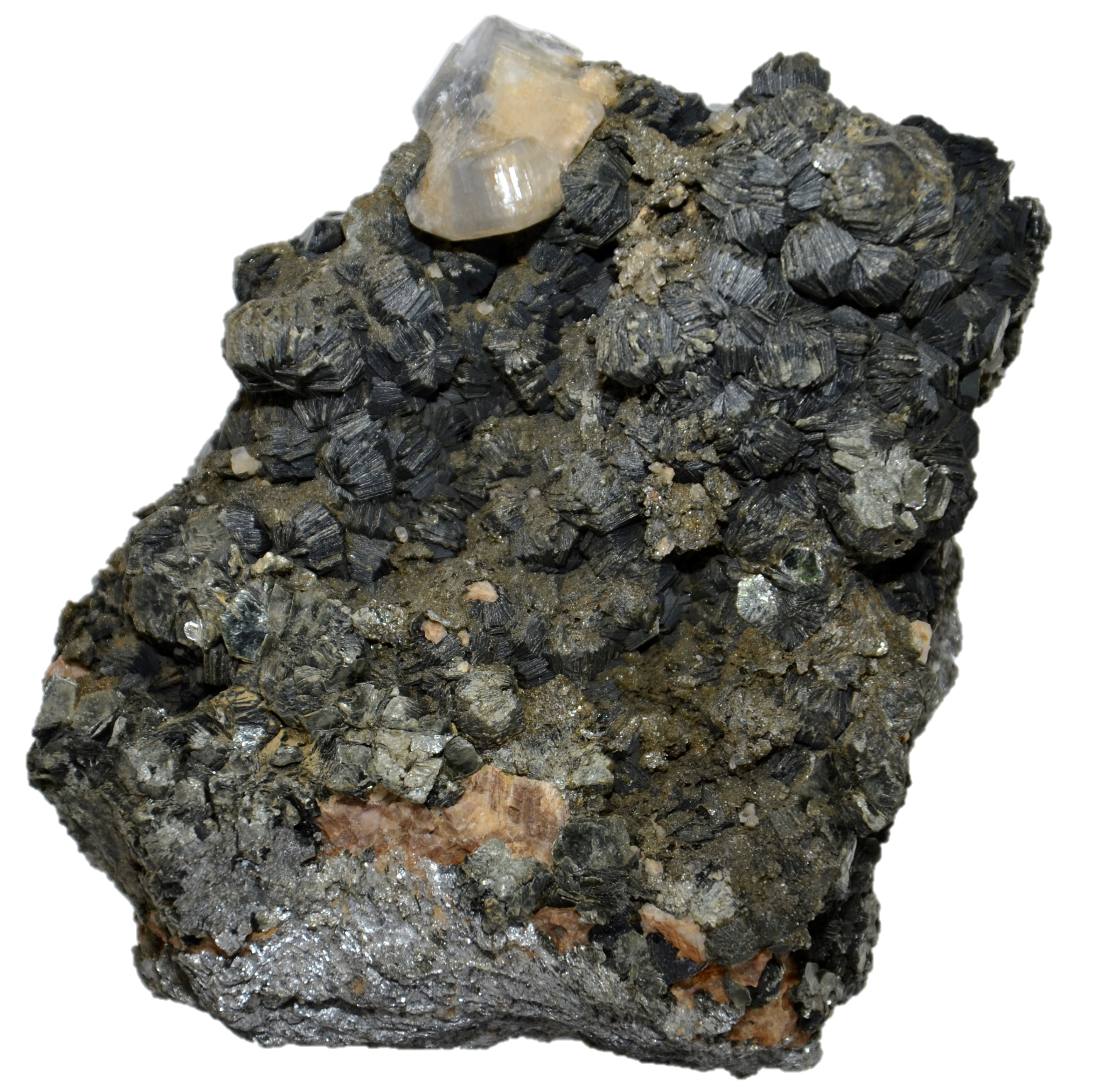 Klinochlor & Calcit Stufe aus dem Rauriser Tal (10.5 cm x 8.0 cm)