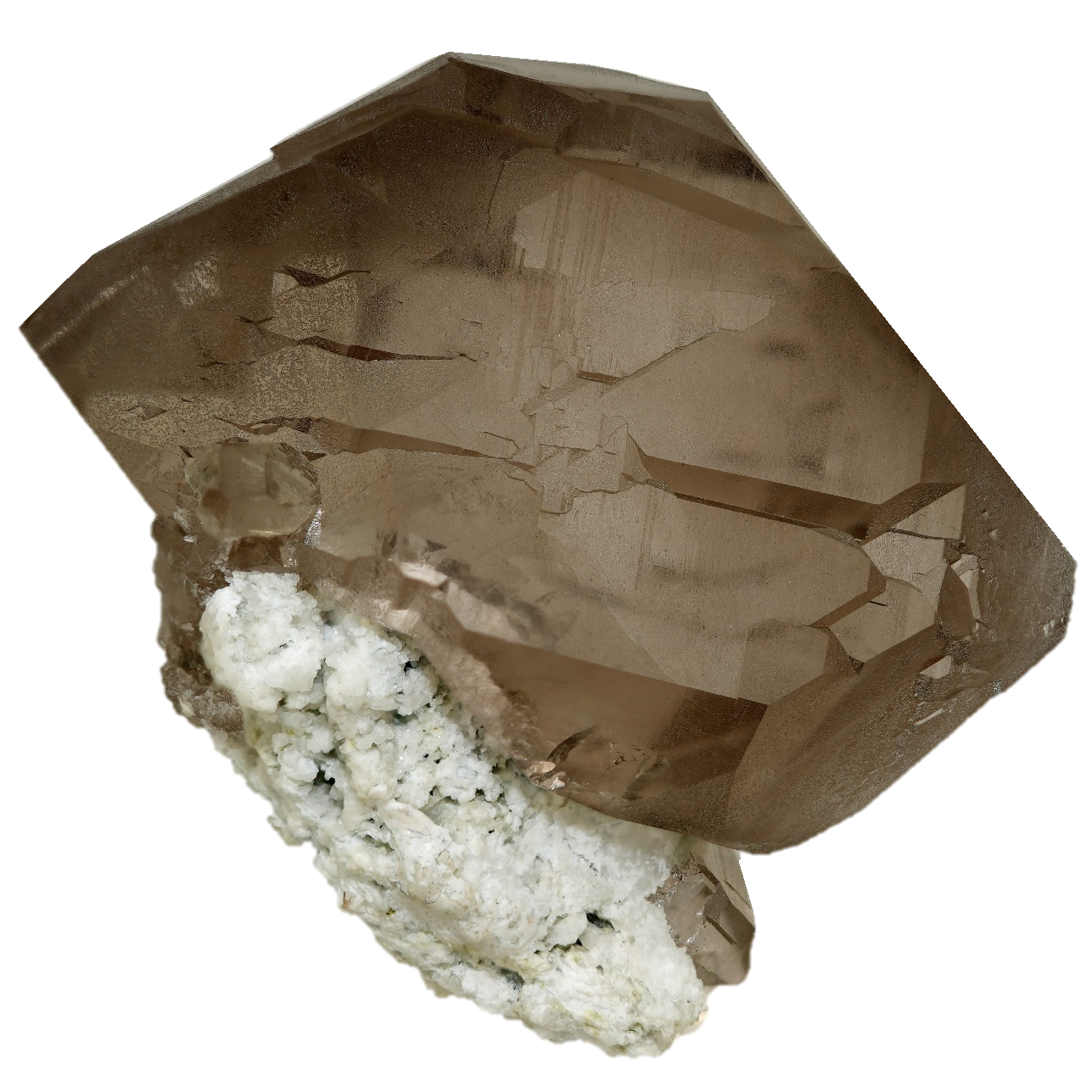 Ästhetisches Rauchquarz Gwindel mit Matrix vom Mont Blanc (6.8 cm x 6.4 cm)