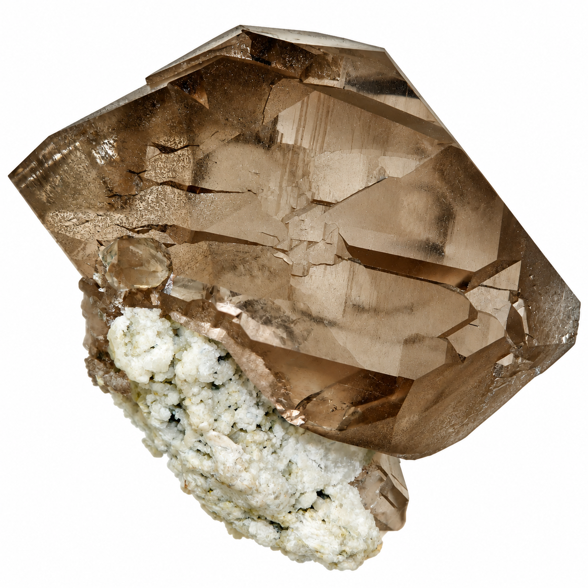 Aesthetic smoky Quartz Gwindel with matrix from Mont Blanc (6.8 cm x 6.4 cm)