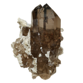 Rauchquarz Kristall mit Stilbit von der Göscheneralp (6.0 cm x 4.1 cm)