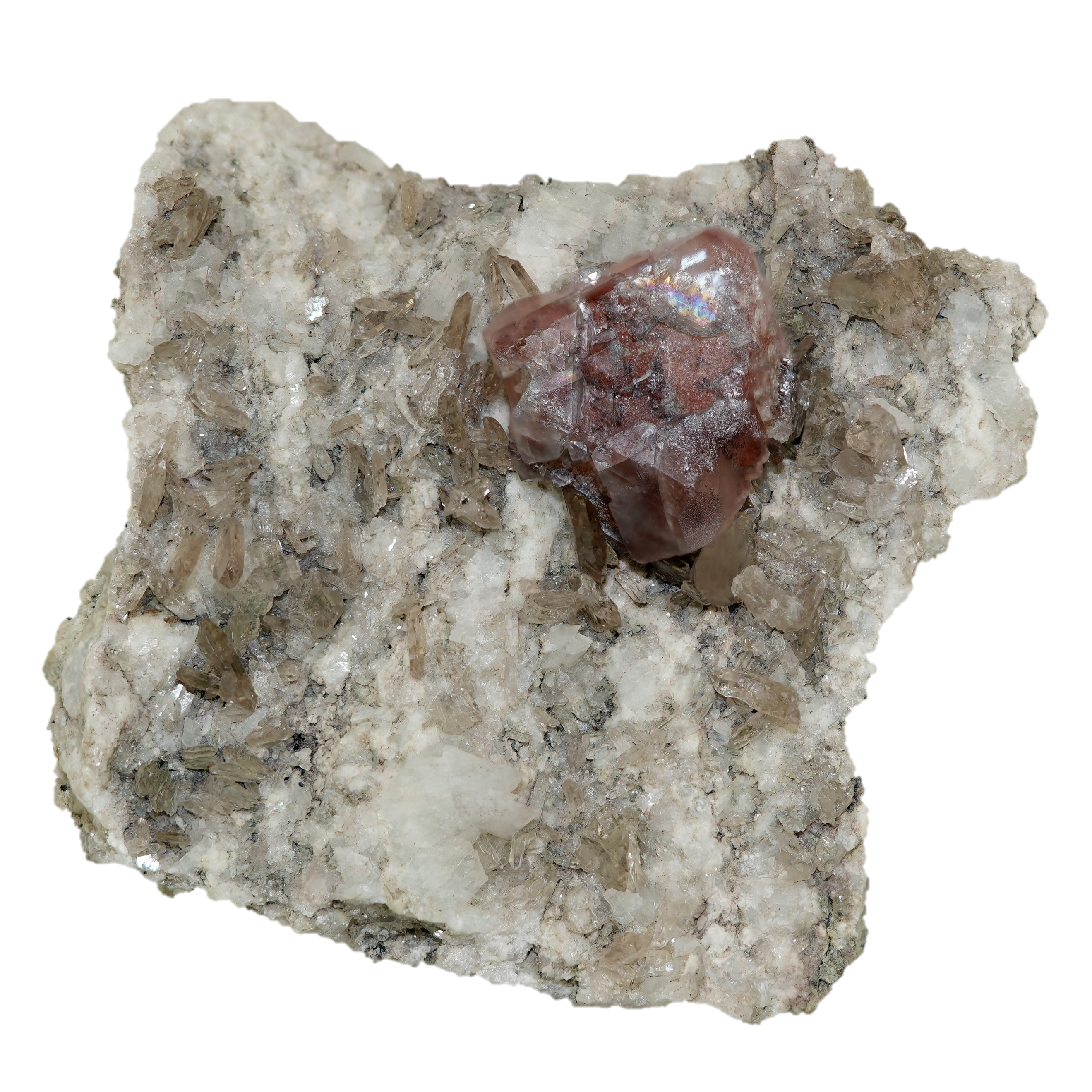 Zweifarbiger Fluorit mit Quarz auf Matrix aus der Rufibachkluft (6.5 cm x 5.5 cm)