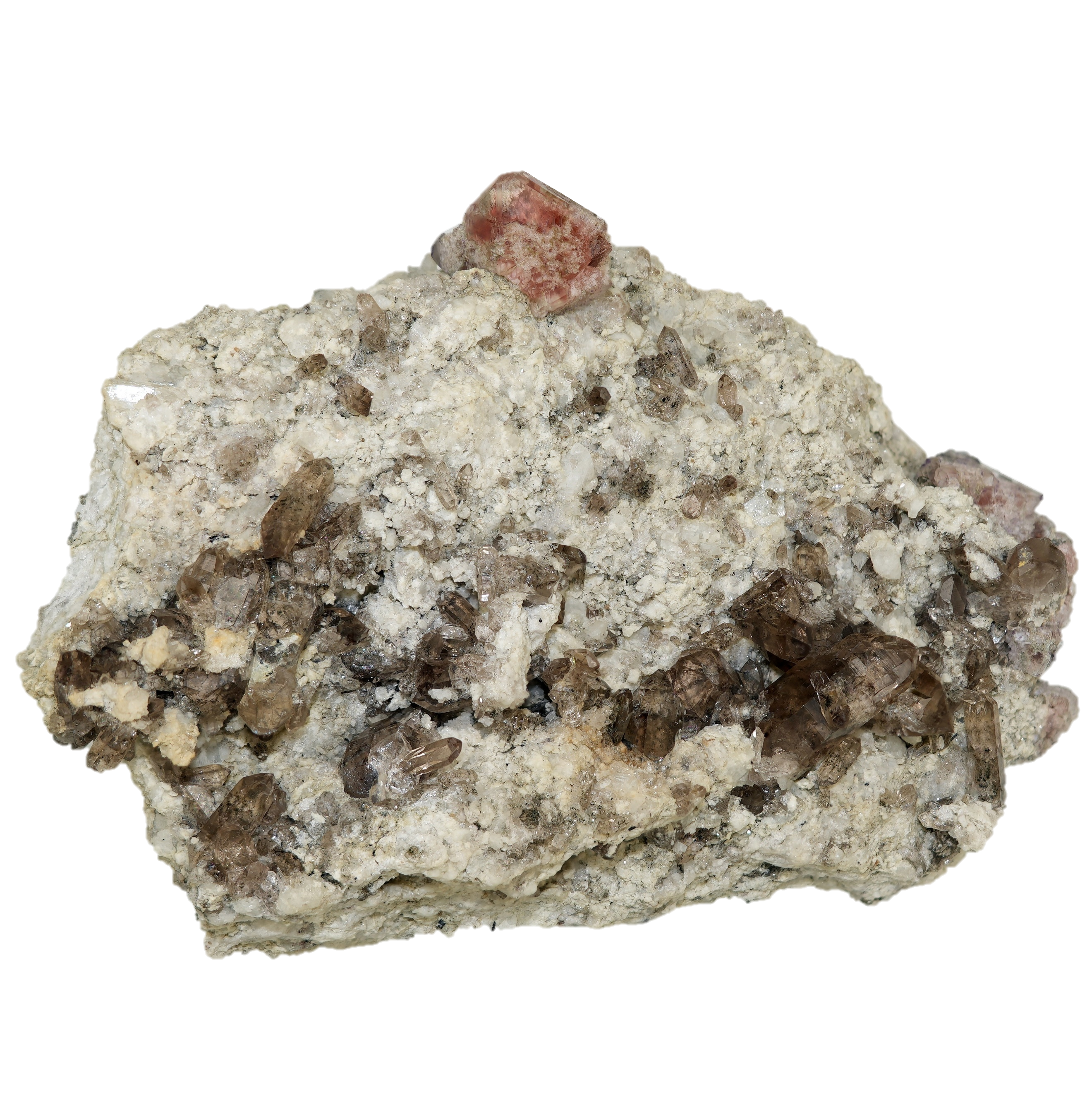 Große Rauchquarz Gruppe mit Fluorit aus der Rufibachkluft (14.0 cm x 9.7 cm)