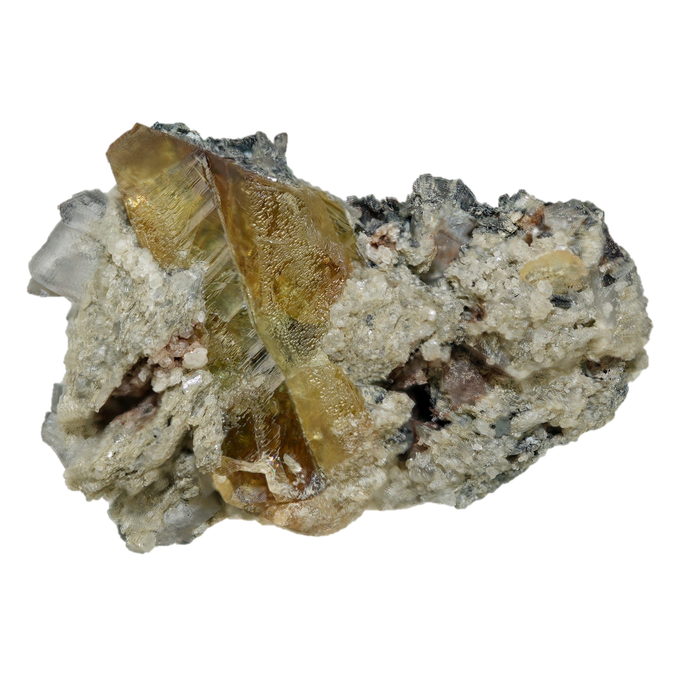 Sphen & Adular Stufe mit Hämatit aus dem Felbertal (3.3 cm x 2.3 cm)