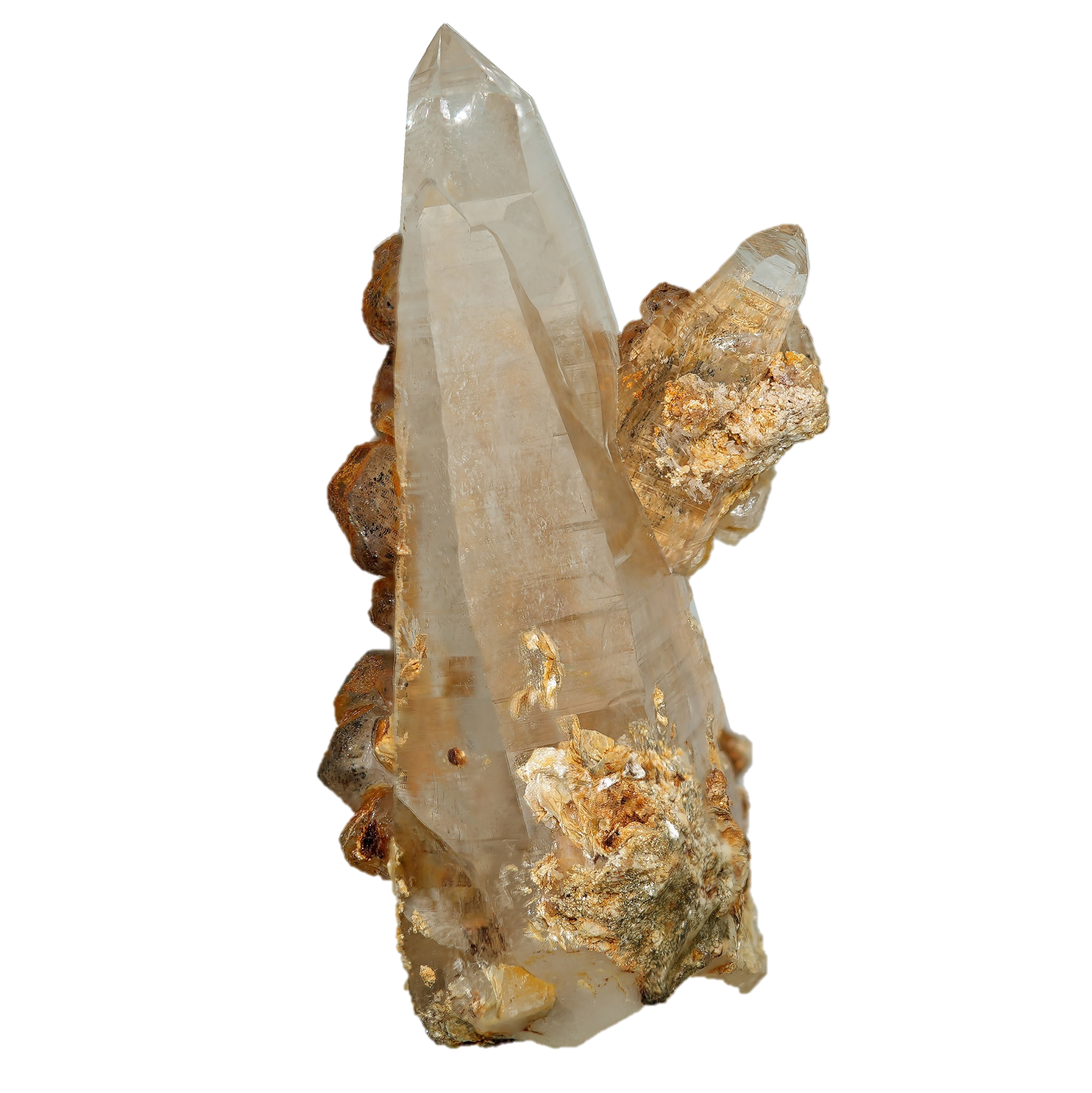 Bergkristall mit Calcit vom Val Bedretto (6.1 cm x 3.8 cm)