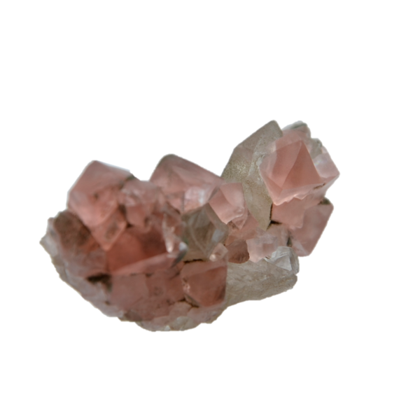 Rosa Fluorit mit Rauchquarz vom Tiefengletscher (4.7 cm x 2.3 cm)