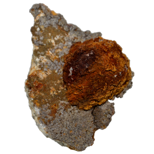 Kugelförmiger Siderit Kristall auf Matrix vom Galmihorn (8.0 cm x 6.1 cm)