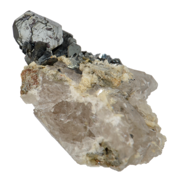 Hämatit Stufe mit Bergkristall & Rutil aus der Cavradischlucht (6.5 cm x 5.3 cm)