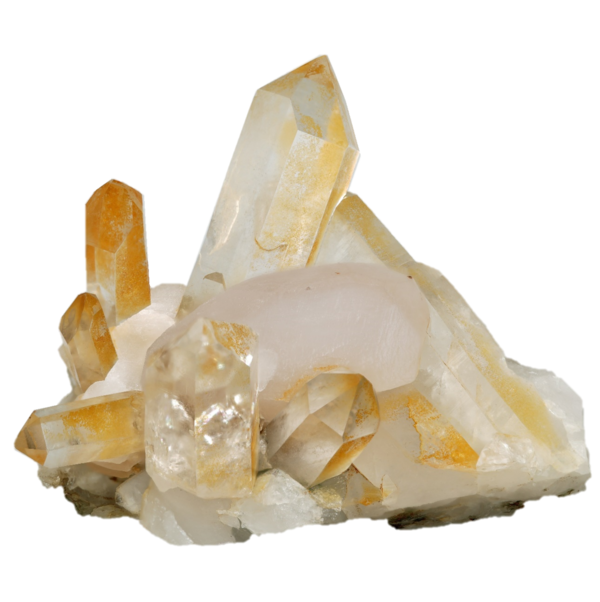 Ästhetische Bergkristall Gruppe mit Calcit aus Mathon (6.5 cm x 5.5. cm)